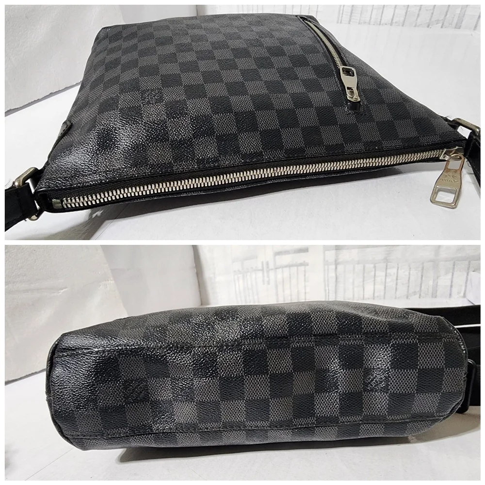 LOUIS VUITTON Damier Graphite Mick PM Shoulder Bag Black/Grey